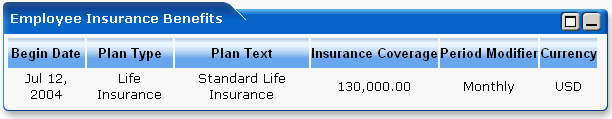 WebLogic Portlets for SAP HRMS - Employee Insurance Benefits Screen