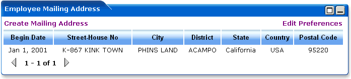 WebLogic Portlets for SAP HRMS - Employee Mailing Address Screen