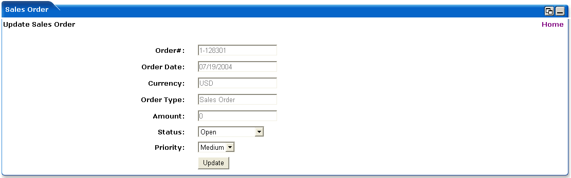 WebLogic Portlets for Siebel - Sales Order Portlet - Edit Sales Order Screen