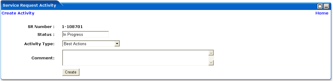 WebLogic Portlets for Siebel - Service Request Activity - Create Activity