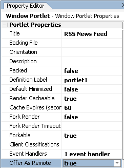 Proxy Portlet Property Editor—Offer as Remote Property Selected