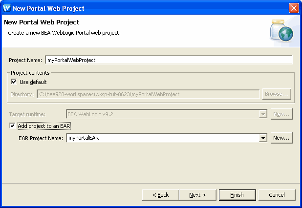 New Portal Web Project Dialog