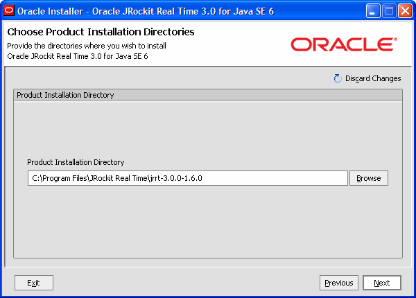 Choose Product Installation Directory Window