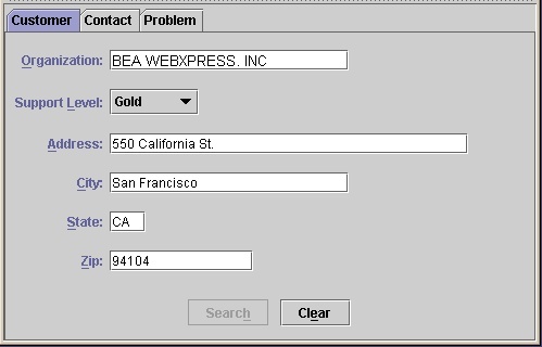 Customer info panel