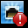 image:Graphic of the Network Status notification icon for a wired connection, indicating the NWAM service is disabled.