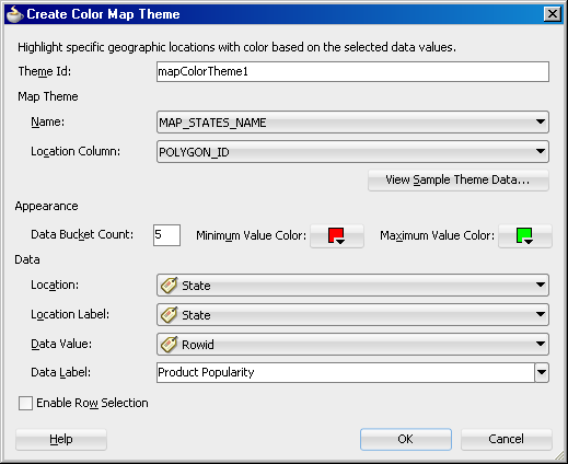 Create Color Map Theme for Product Popularity By State