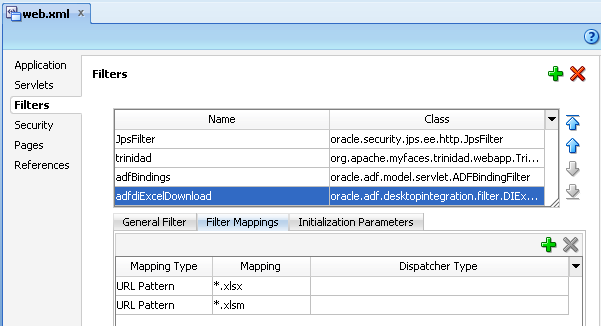 Displays Filters page properties.