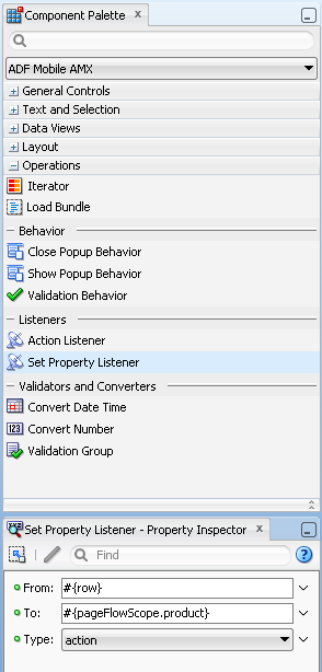 Set Property Listener in Component Palette