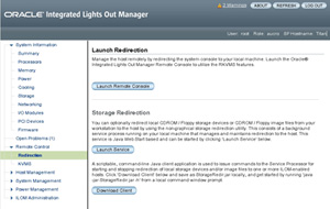 image:Example of Oracle ILOM GUI Launch Redirection screen