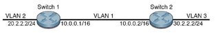 image:Figure showing example topology of two switches connected over a common interface and sharing VLAN1