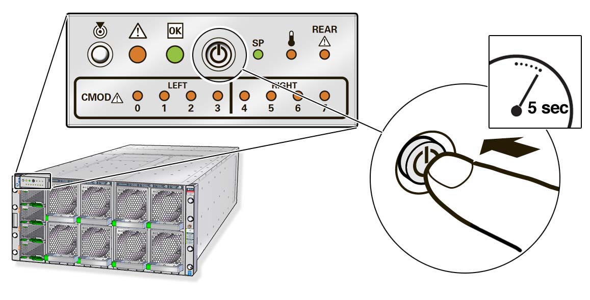 image:Picture of system with flyout for power button.