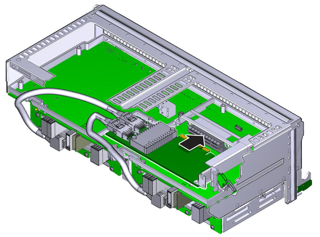 image:An illustration showing the installation of the HBA                                     card.