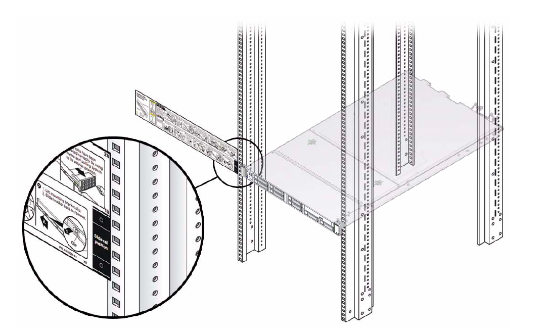 image:Figure showing the installation card being used for rackmount                             location.