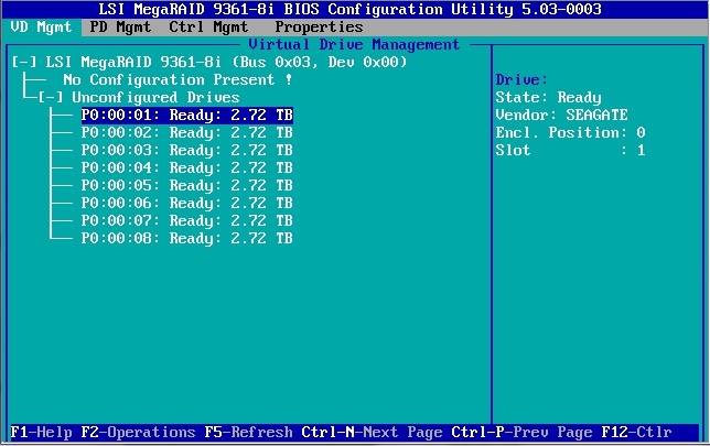 image:Graphic showing the LSI MegaRAID Utility Adapter Selection                                     screen.