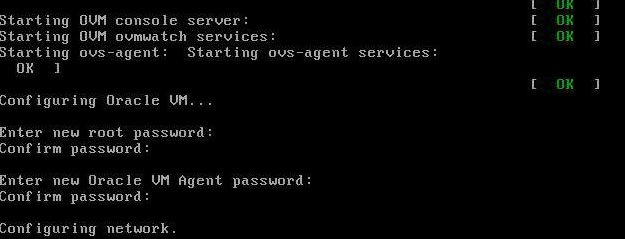 image:Graphic showing the preinstalled Oracle VM                                                   New Password Setup screen.
