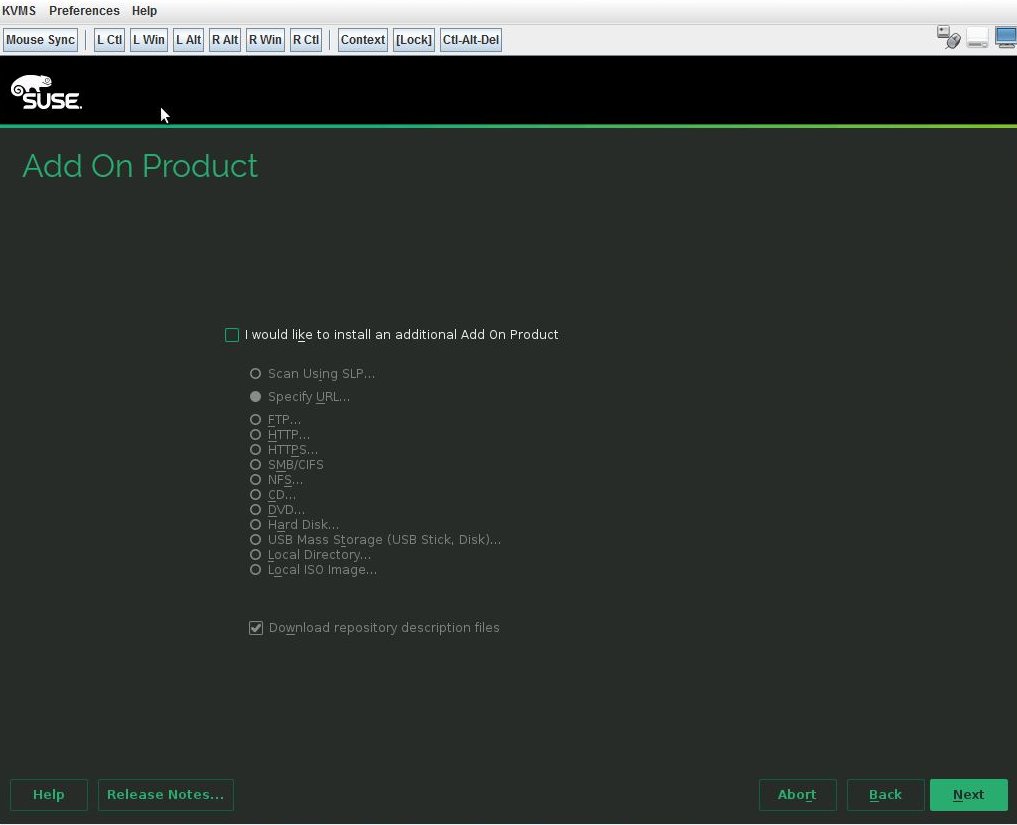 image:SLES 12 Add On Product screen