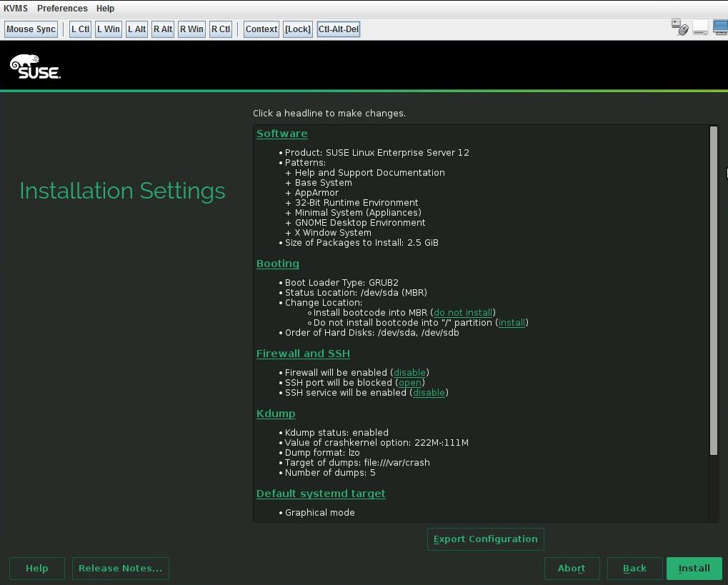 image:SLES 12 Installation Settings screen