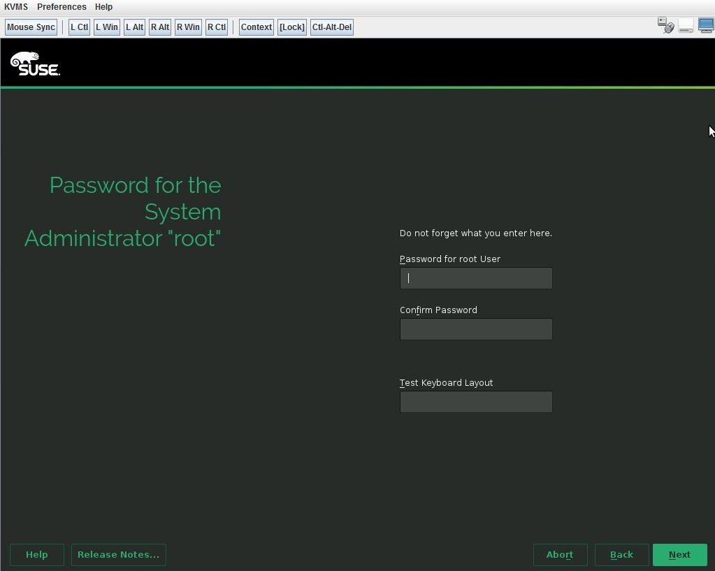 image:SLES 12 Password for the System Administrator “root“                                 screen