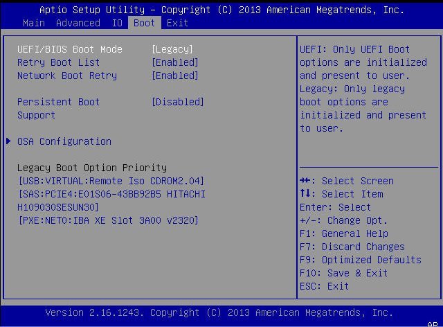 image:BIOS Boot menu screen showing Legacy Boot Mode                                 selected.