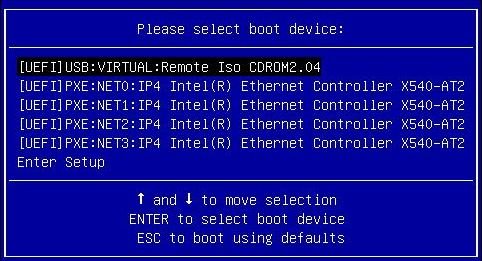 image:Please Select Boot Device menu in UEFI mode