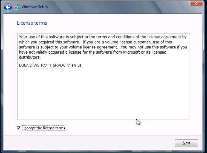 image:License terms screen.