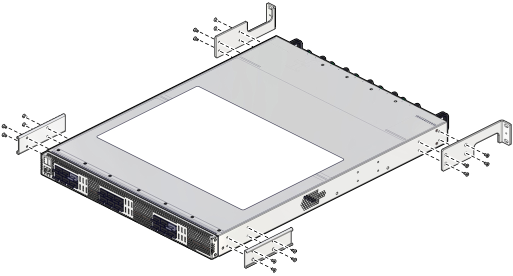 image:Figure shows the mounting brackets attached to the                             switch.