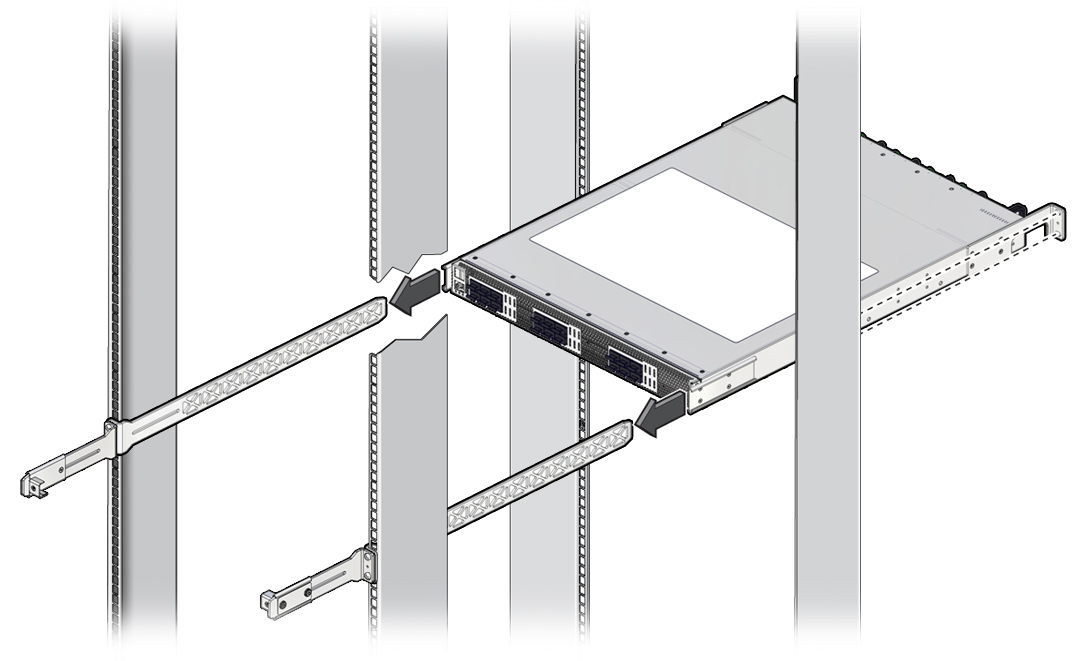 image:Figure shows that the mount slides fit onto the long rail                             brackets