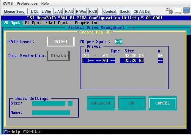 image:Figure of the drives being selected as part of the logical                                 drive configuration