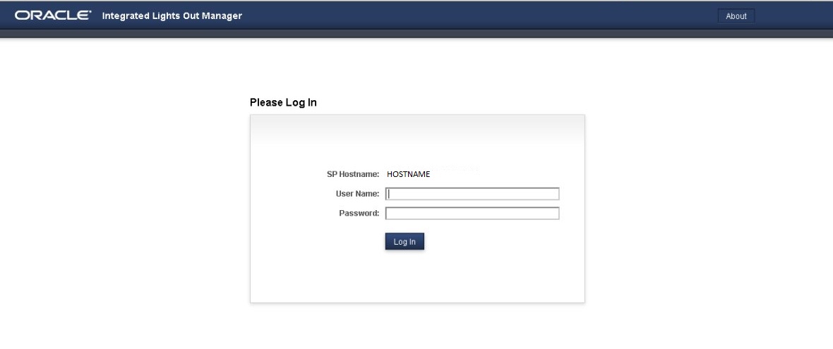 image:Graphic showing Oracle ILOM login                                                 screen