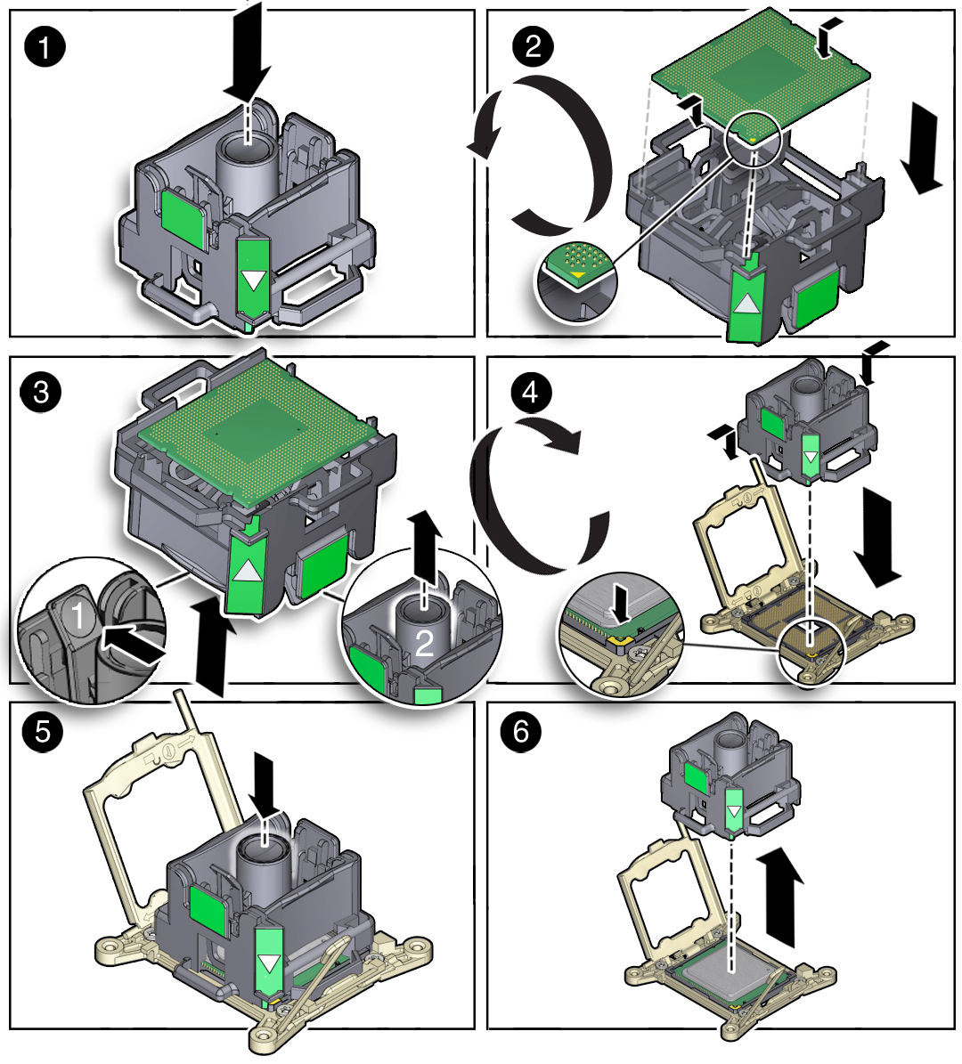 image:This figure shows how to use the processor                                         remove/replacement tool to install the processor.