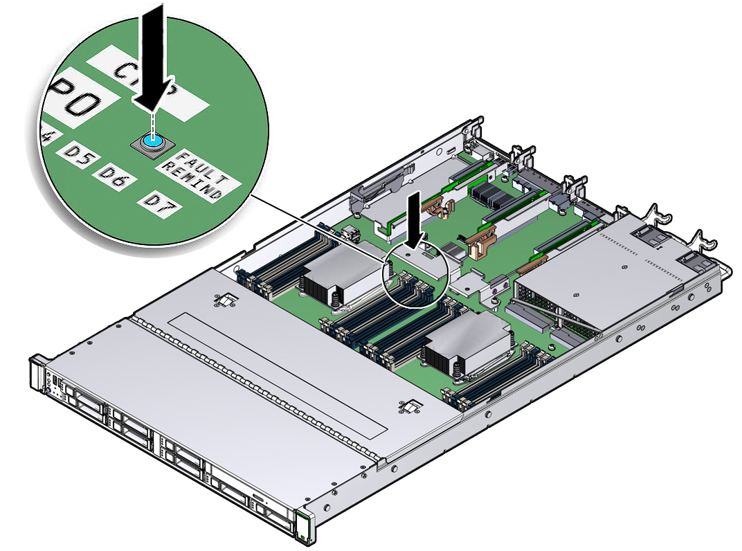 image:Figure showing the location of the Fault Remind button.