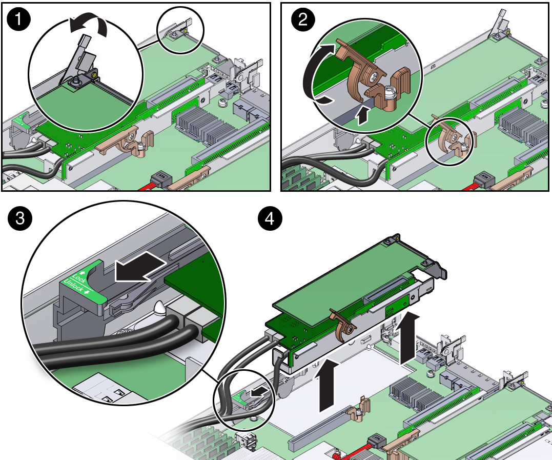 image:Figure showing how to remove the PCIe riser from slot 3.