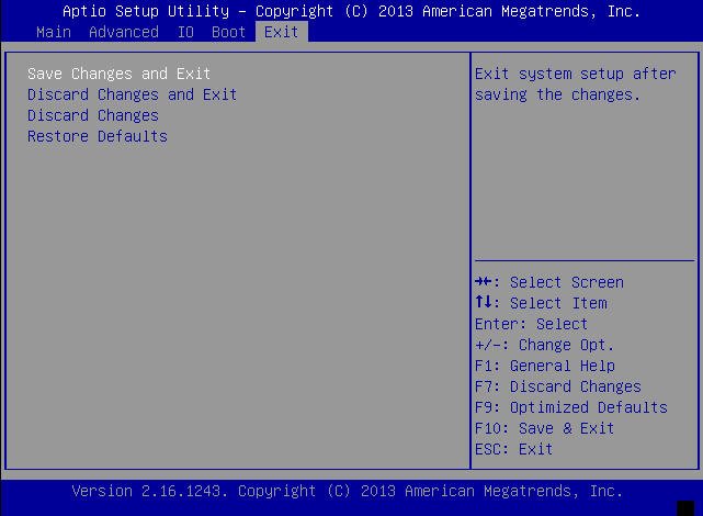 image:This figure shows the Save and Exit Menu image.