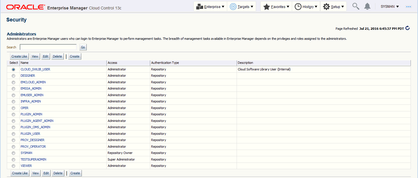 Graphic displays the administrators page.