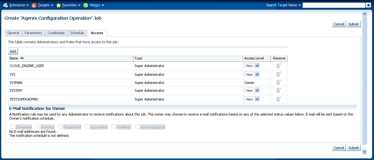 Graphic shows the multi-agent configuration job (Access tab).