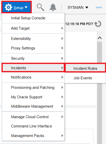 Incident rule menu