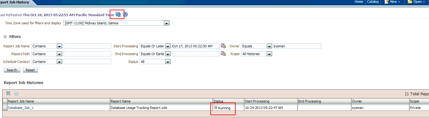 usage report job running
