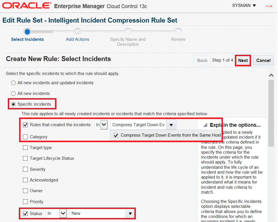 Select specific incidents.