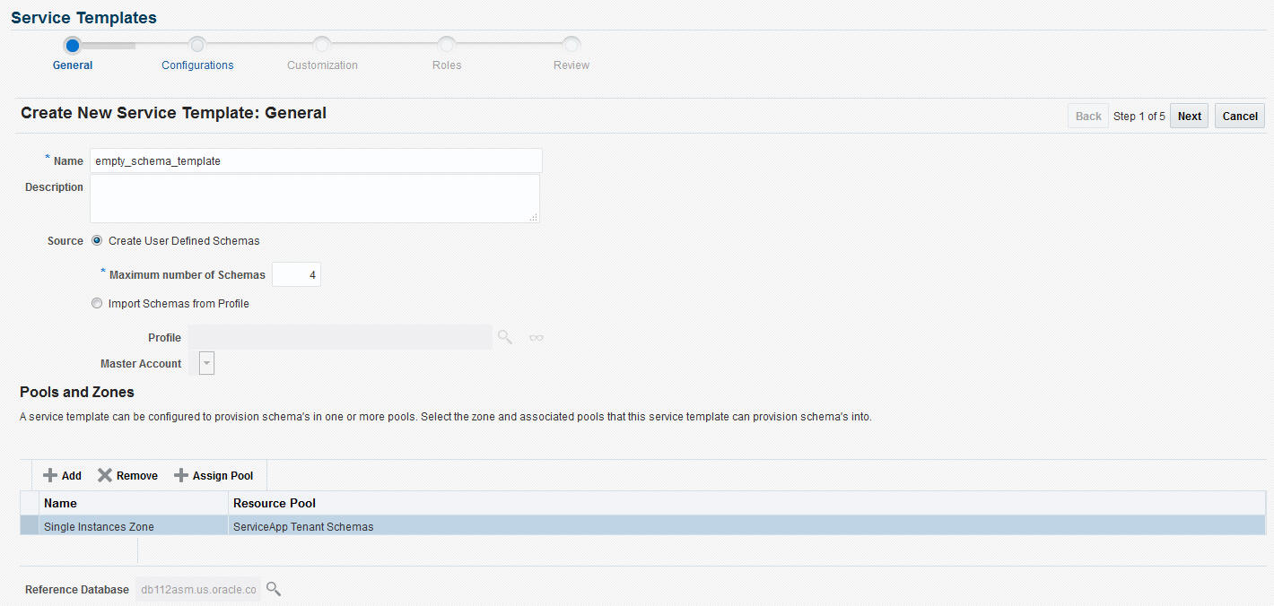Create New Service Template: Name