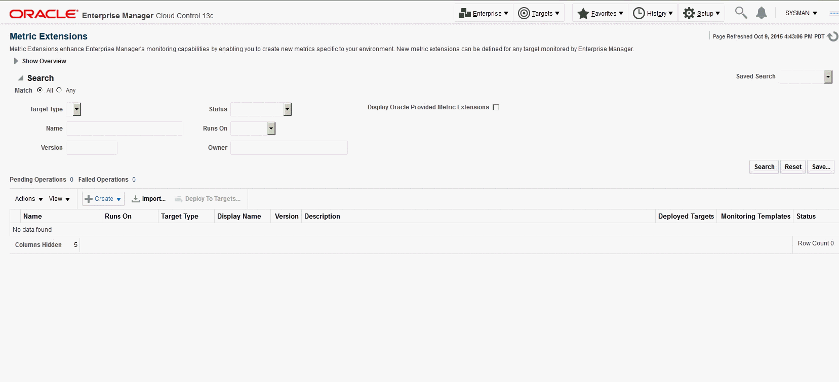 Graphic shows the create metric extension process started.