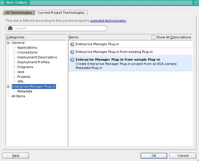 Images showing a tree indicating where to find Enterprise Manger Plug-in