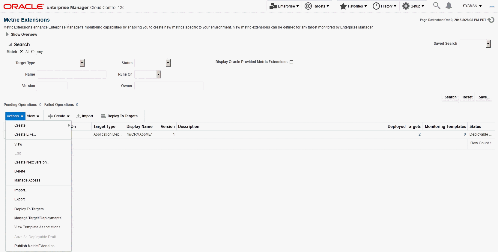 Graphic shows new metric extension in the ME page.