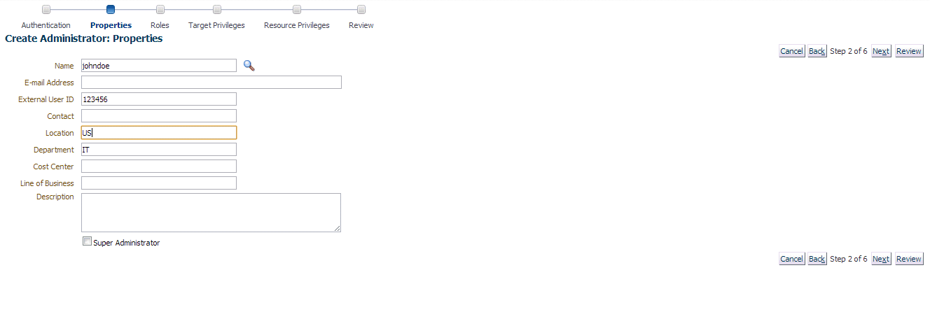 create administrator page with content