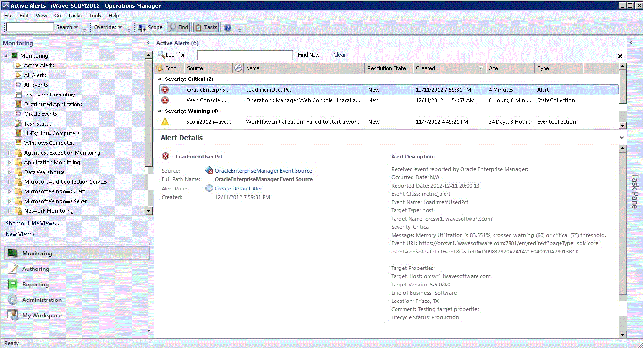 Event Details in the Microsoft SCOM 2012 Console screen shot example Event Details in the Microsoft SCOM 2012 Console screen shot example