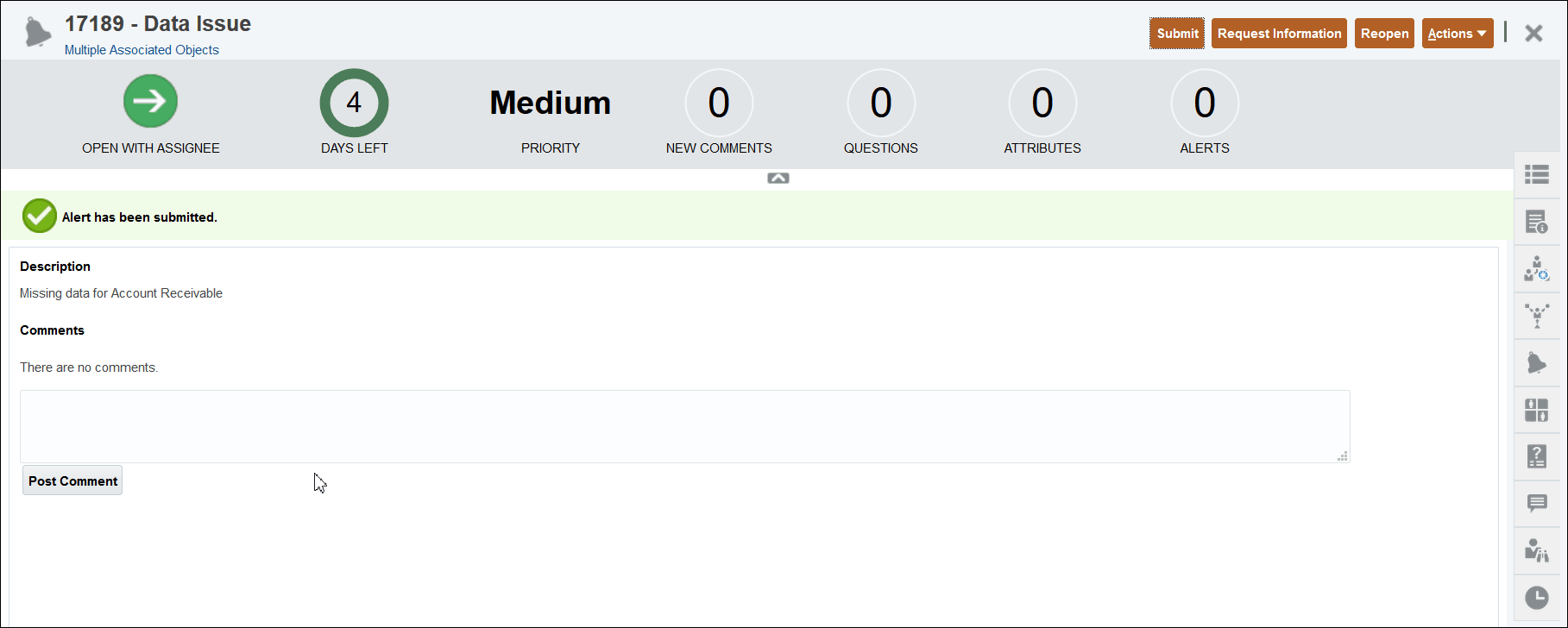 Neuer Alert im Status "Offen (bei Bearbeiter)" Neuer Alert im Status "Offen (bei Bearbeiter)"