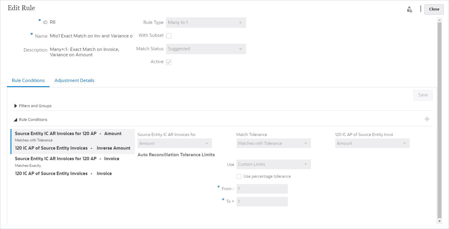Regel, die die genaue &Uuml;bereinstimmung bei der Rechnung anzeigt