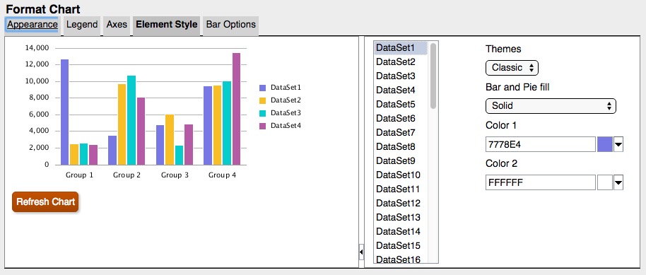 Optionen für Balken- und Kreisfüllungen in der aktualisierten Diagramm-Engine Optionen für Balken- und Kreisfüllungen in der aktualisierten Diagramm-Engine