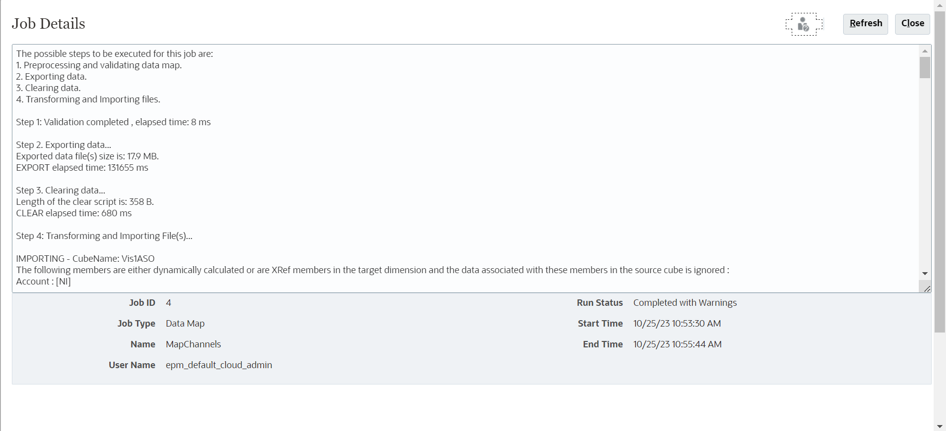 Das Bild zeigt die Seite "Jobdetails".