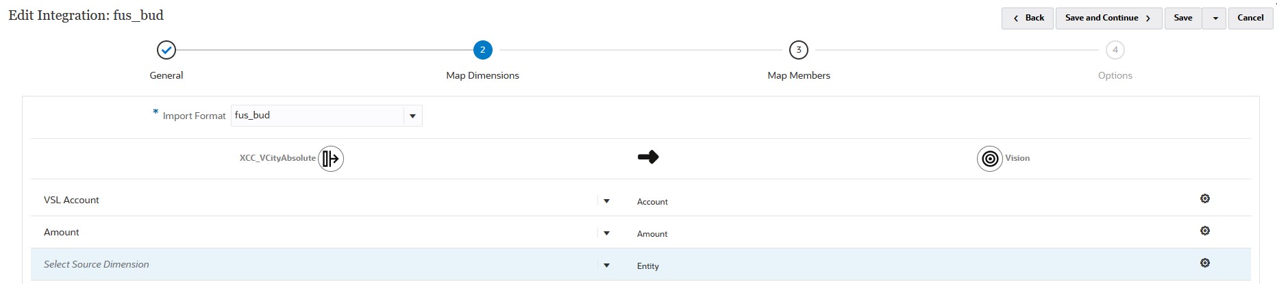 Das Bild zeigt die Seite "Dimensionen zuordnen".