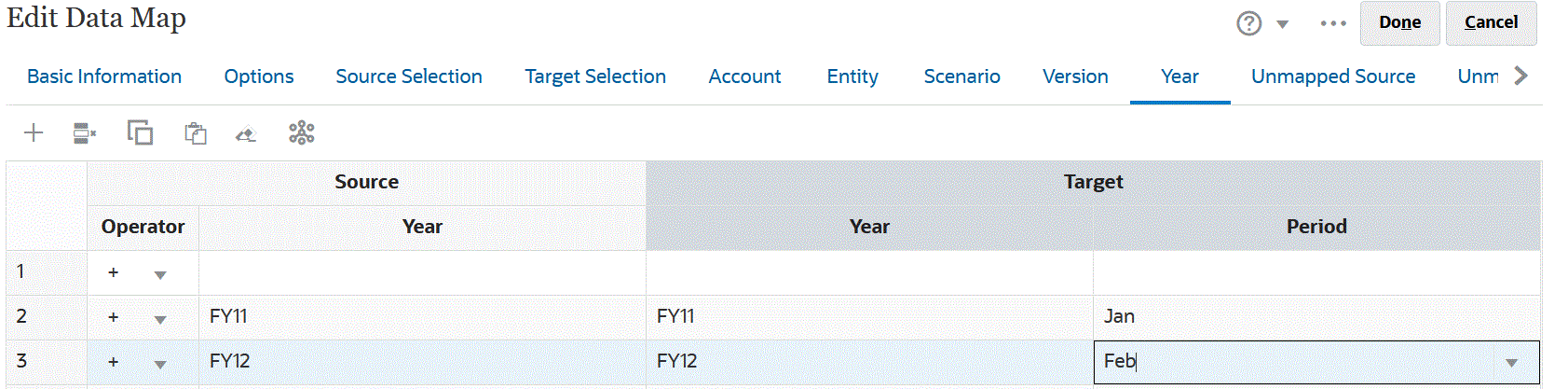 Das Bild zeigt die Seite "Datenzuordnung bearbeiten". Das Bild zeigt die Seite "Datenzuordnung bearbeiten".